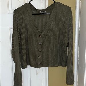 Cotton On Long Sleeve Ribbed Oversized Cropped Cardigan